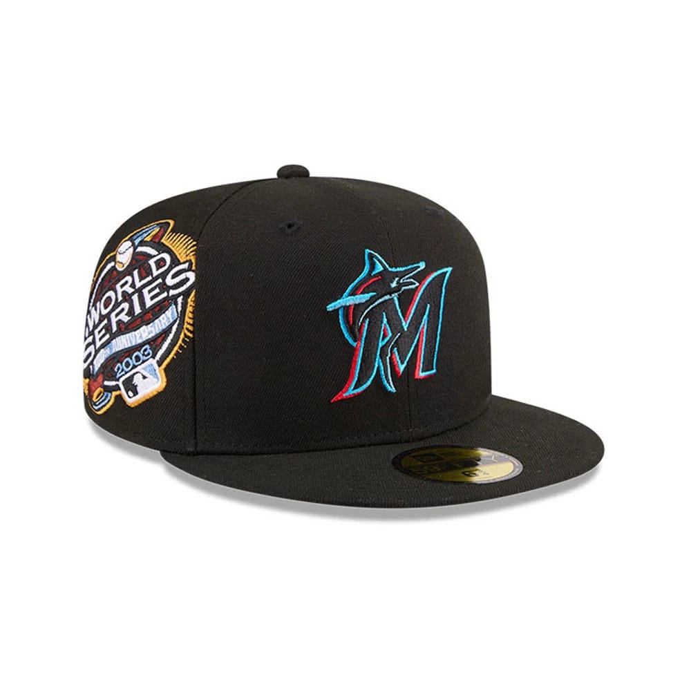 Miami Marlins MLB Hidden Hit Black 59FIFTY Fitted Cap-kentox