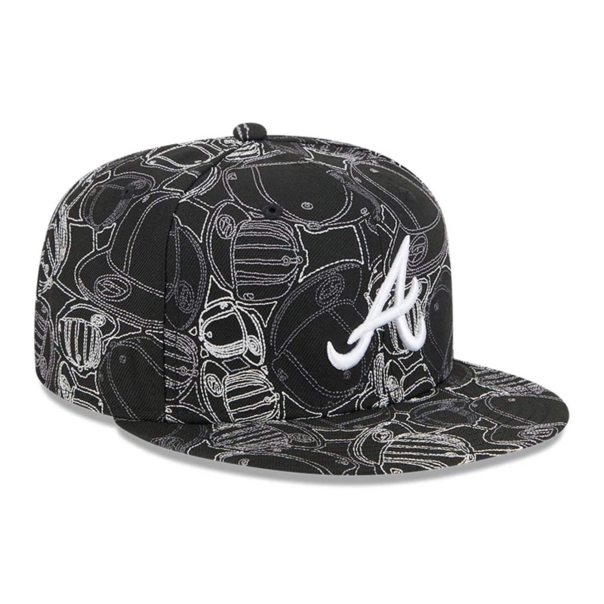 Atlanta Braves MLB Cap Scramble Black 59FIFTY Fitted Cap-kentox