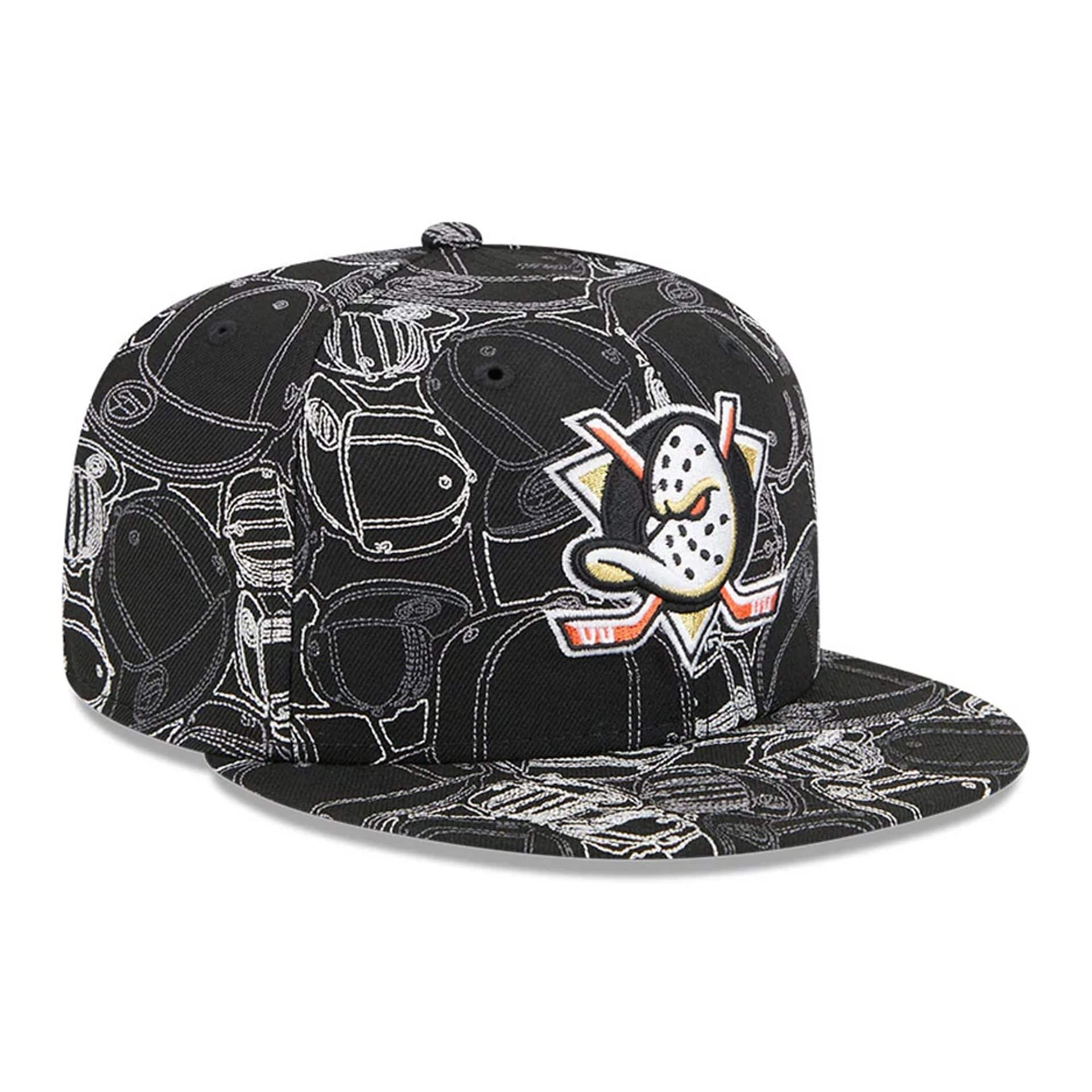 Anaheim Ducks NHL Cap Scramble Black 59FIFTY Fitted Cap-kentox