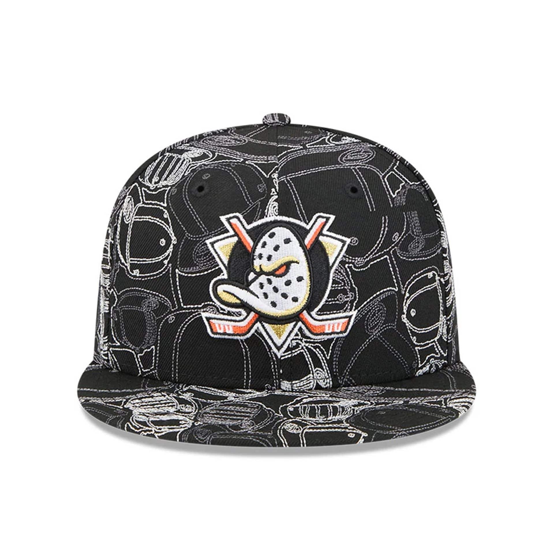 Anaheim Ducks NHL Cap Scramble Black 59FIFTY Fitted Cap-kentox