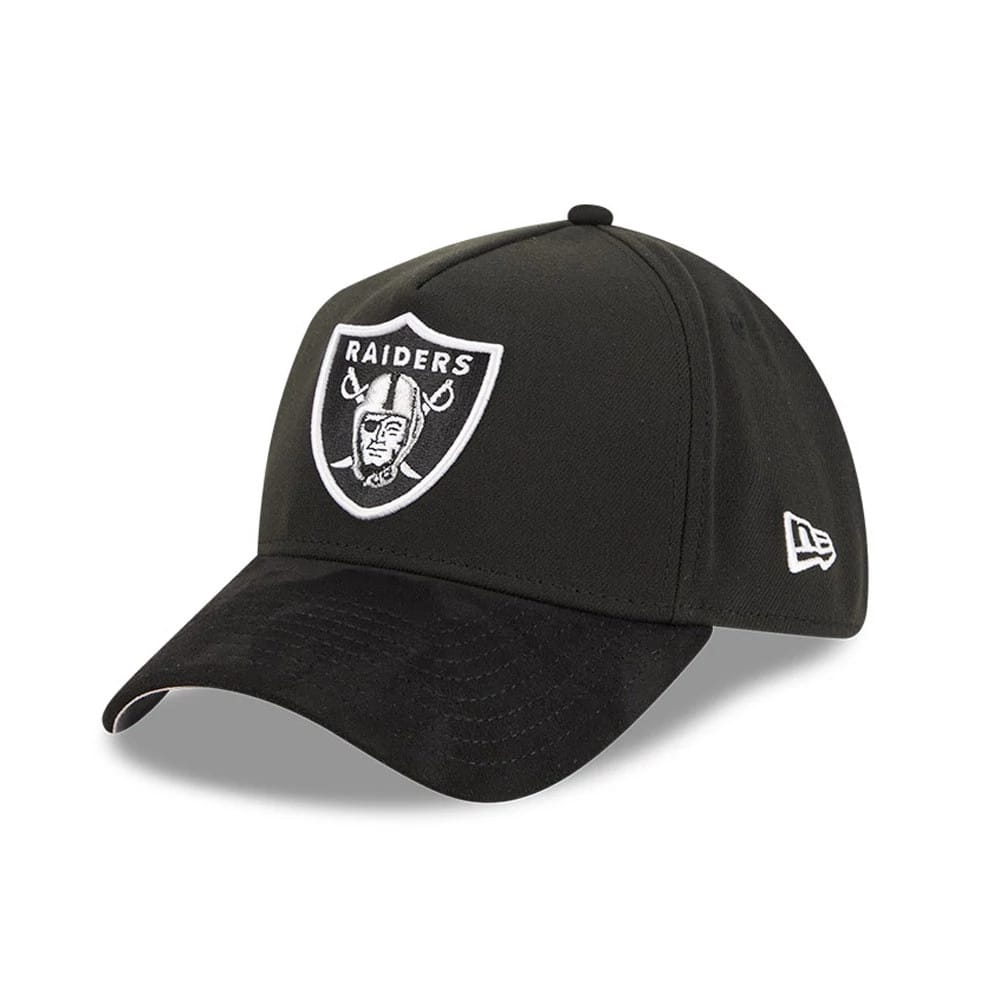 Las Vegas Raiders NFL Suede Black 39THIRTY A-Frame Stretch Fit Cap-kentox