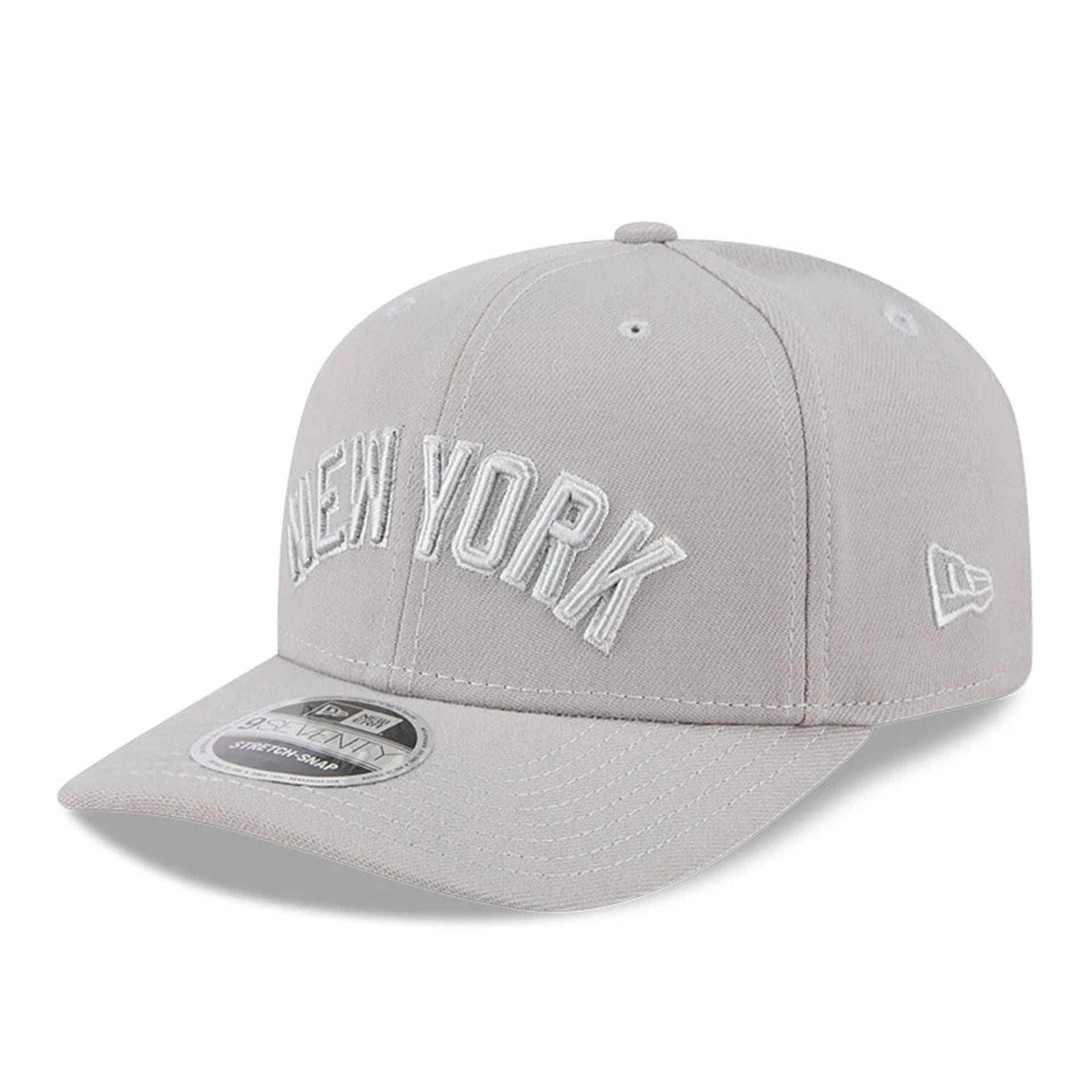 New York Yankees MLB Script Grey 9SEVENTY Stretch Snap Adjustable Cap-kentox