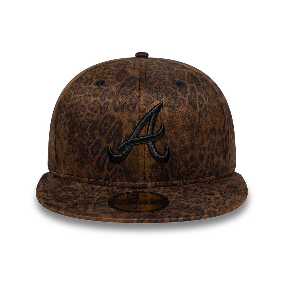 Atlanta Braves MLB Leopard Black 59FIFTY Fitted Cap-kentox