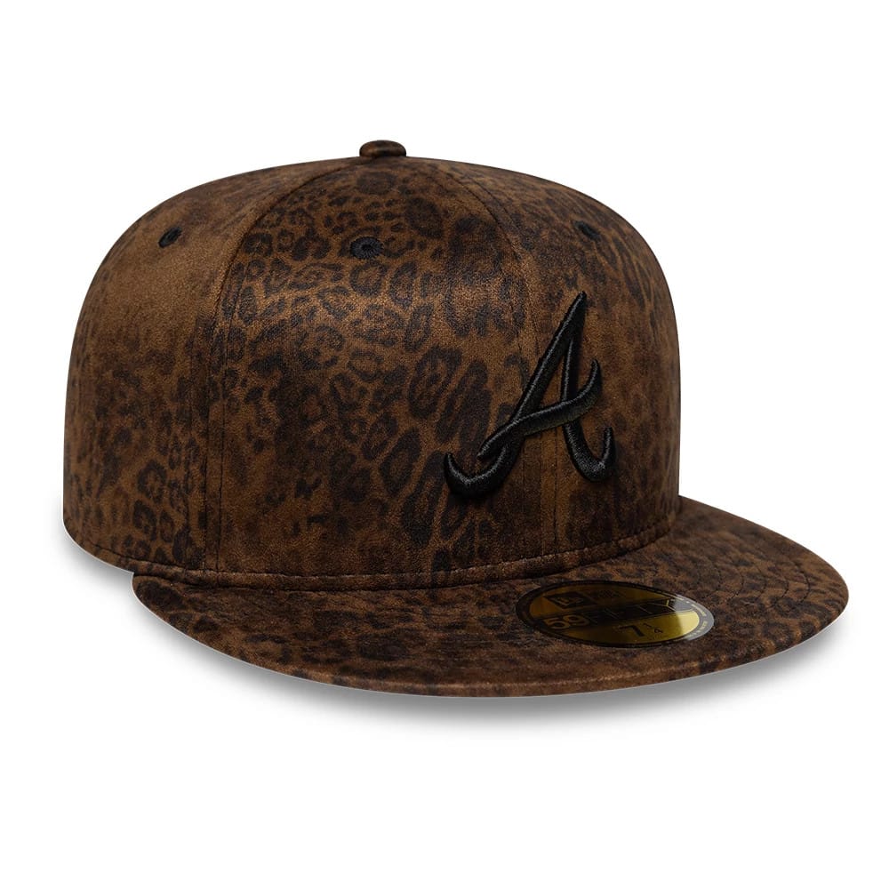 Atlanta Braves MLB Leopard Black 59FIFTY Fitted Cap-kentox