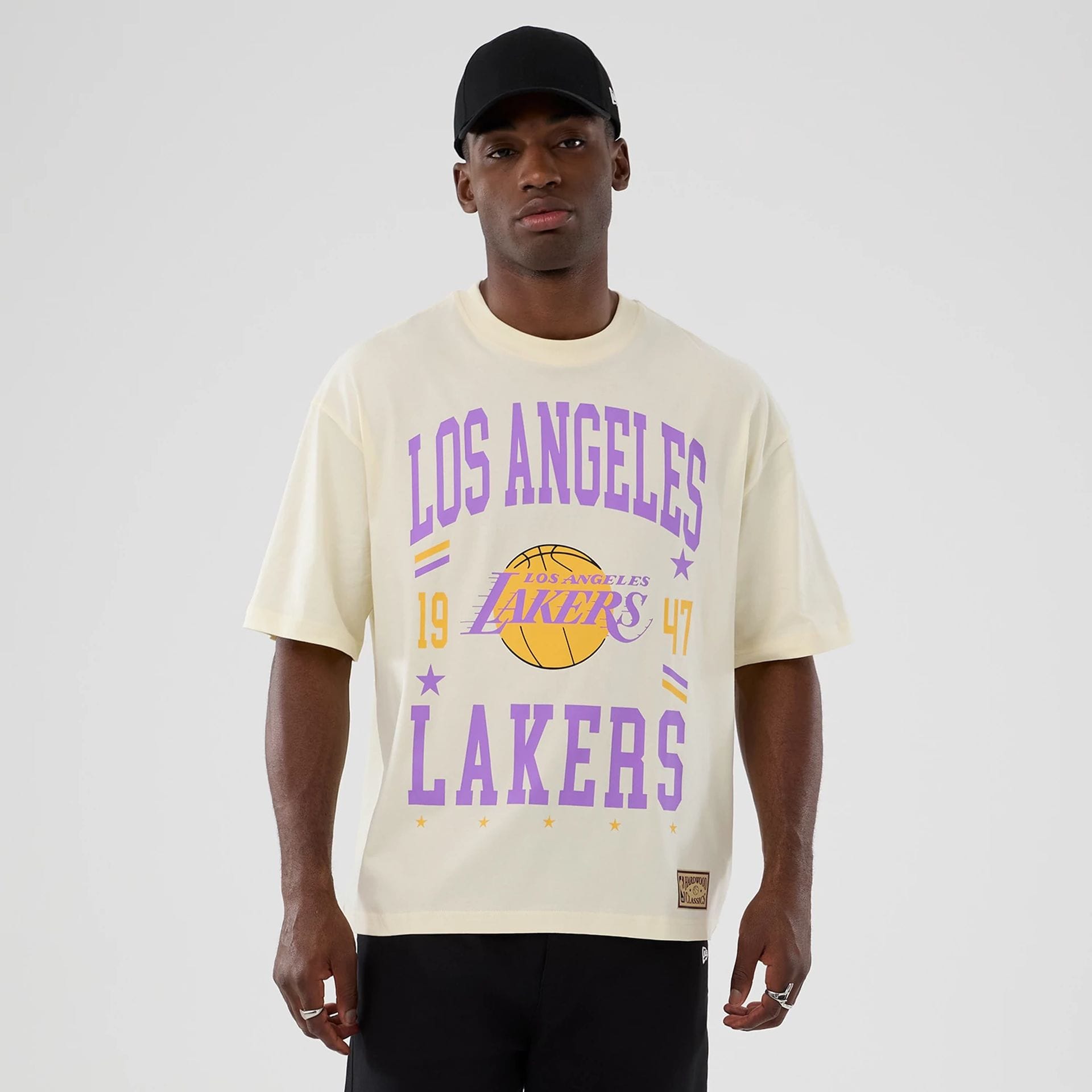 LA Lakers NBA Hardwood Classic Cream T-Shirt-kentox