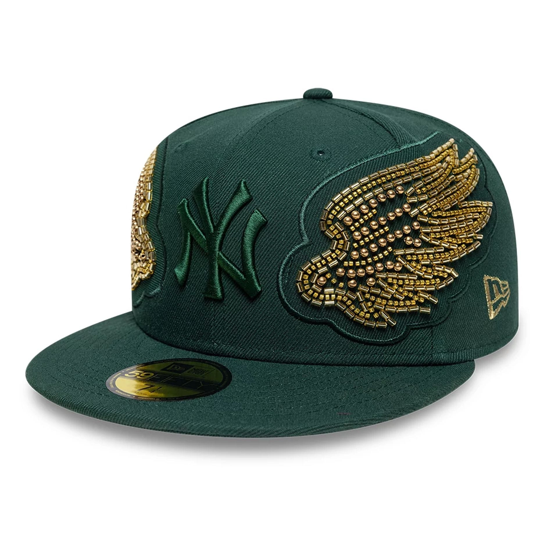 New York Yankees MLB Beaded Wings Dark Green 59FIFTY Fitted Cap-kentox
