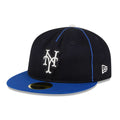 New York Mets MLB Felt Logo Blue Retro Crown 59FIFTY Fitted Cap-kentox