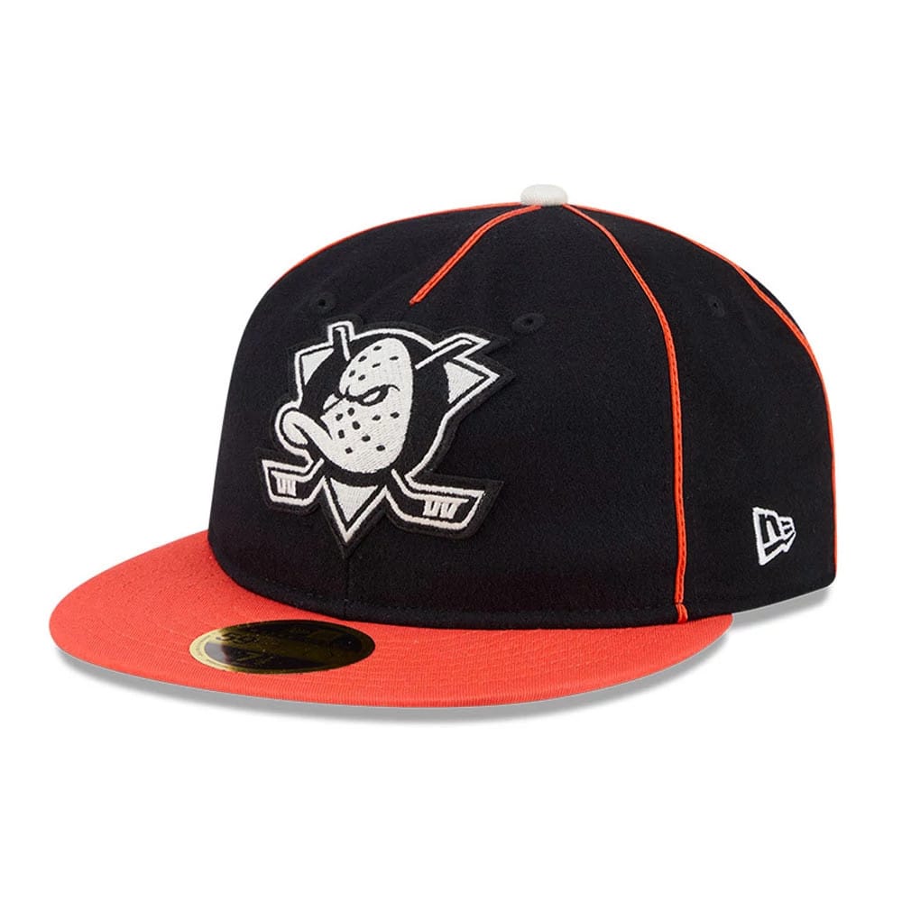 Anaheim Ducks NHL Felt Logo Black Retro Crown 59FIFTY Fitted Cap-kentox