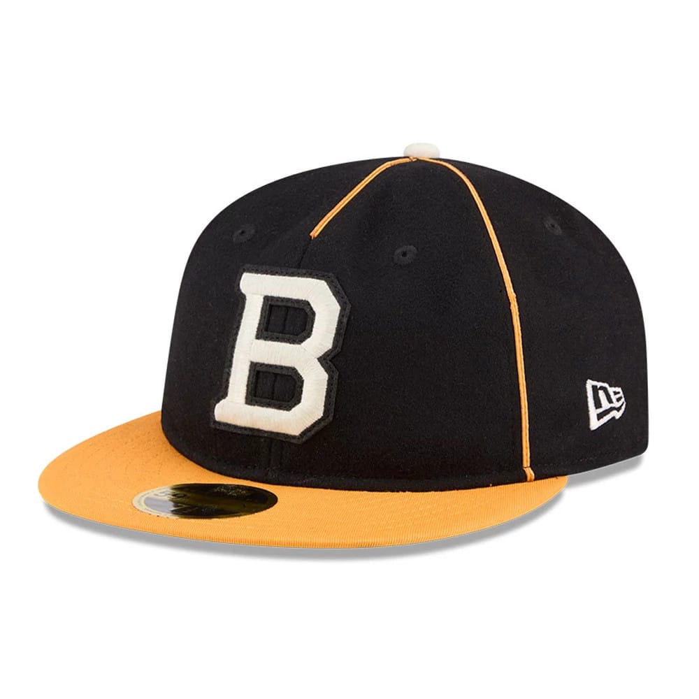 Boston Bruins NHL Felt Logo Black Retro Crown 59FIFTY Fitted Cap-kentox