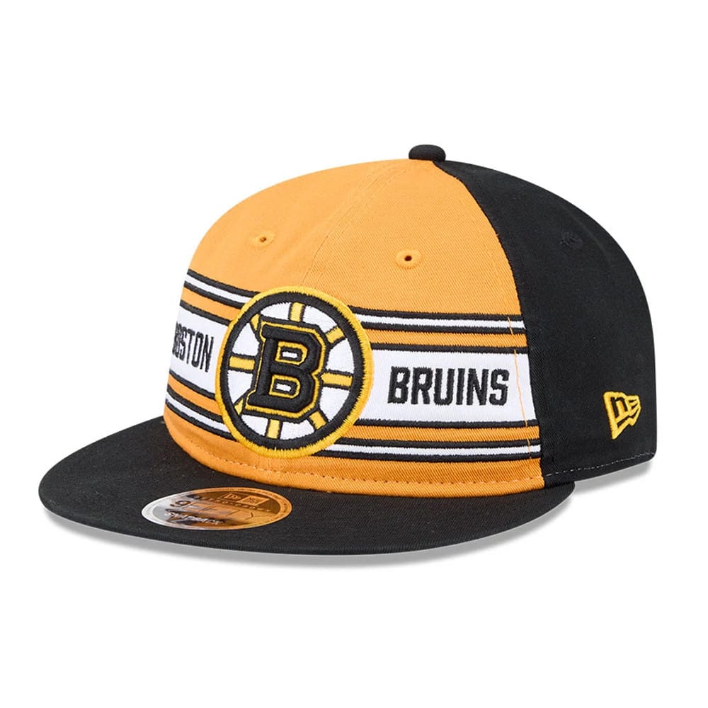 Bruins NHL Team Stripes Black Retro Crown 9FIFTY Adjustable Cap-kentox