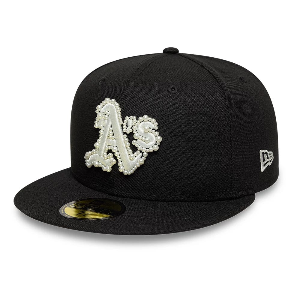 Oakland Athletics MLB Faux Pearl Black 59FIFTY Fitted Cap-kentox