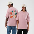New Era Floral Graphic Pastel Pink Oversized T-Shirt-kentox