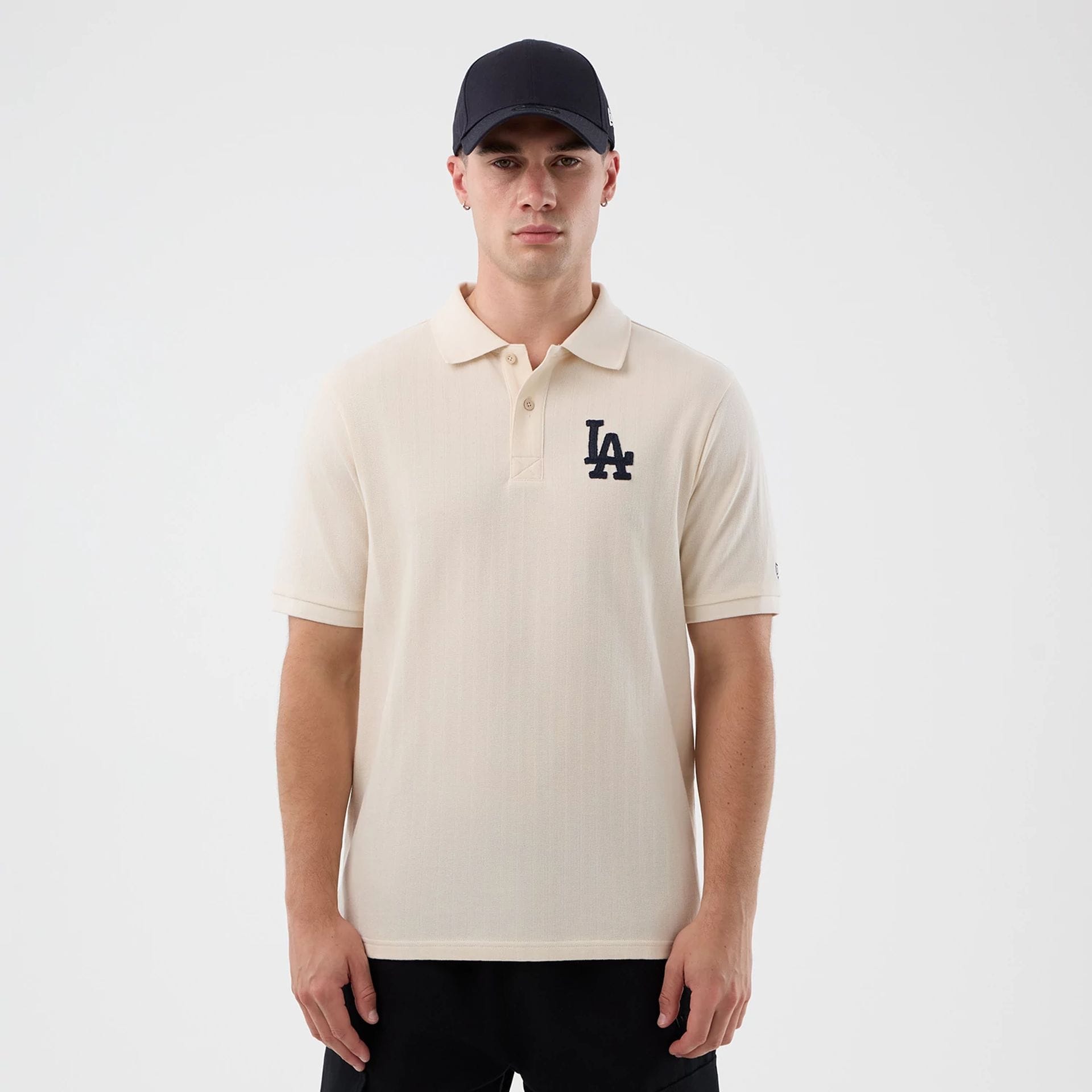 LA Dodgers MLB Rib Open White Polo T-Shirt-kentox