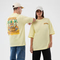 New Era Fun Beach Party Graphic Pastel Yellow Oversized T-Shirt-kentox