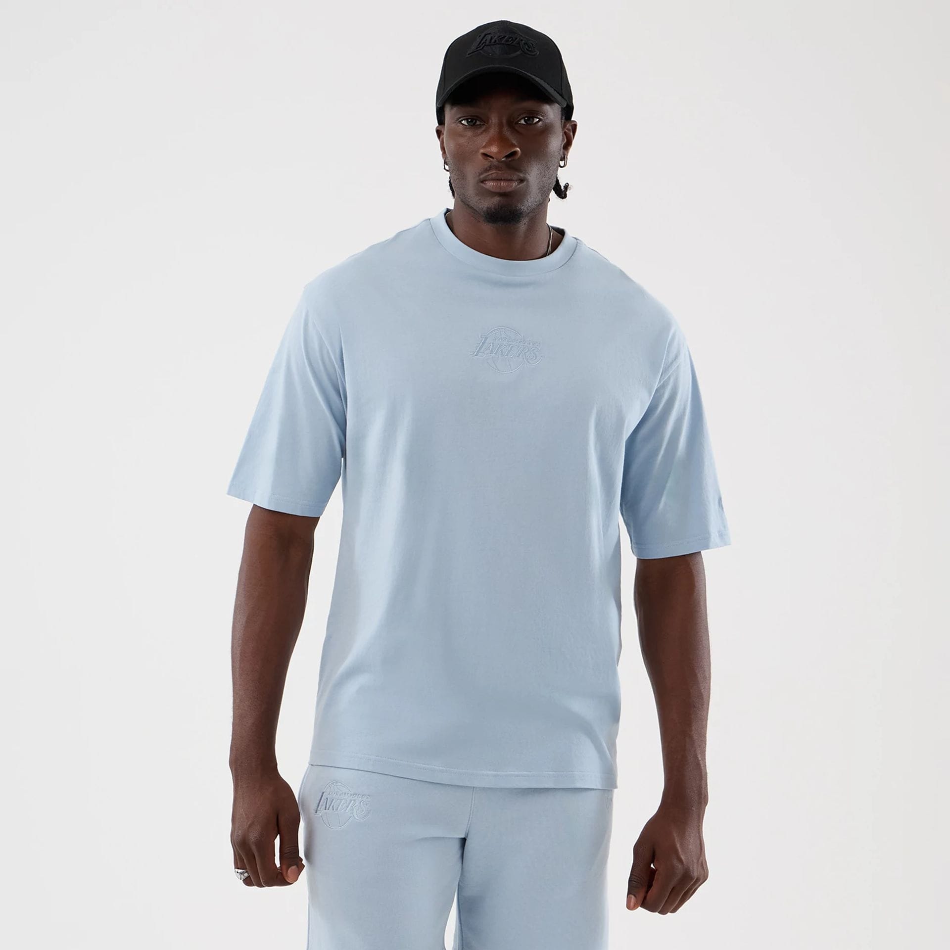 LA Lakers NBA League Essential Pastel Blue Oversized T-Shirt-kentox