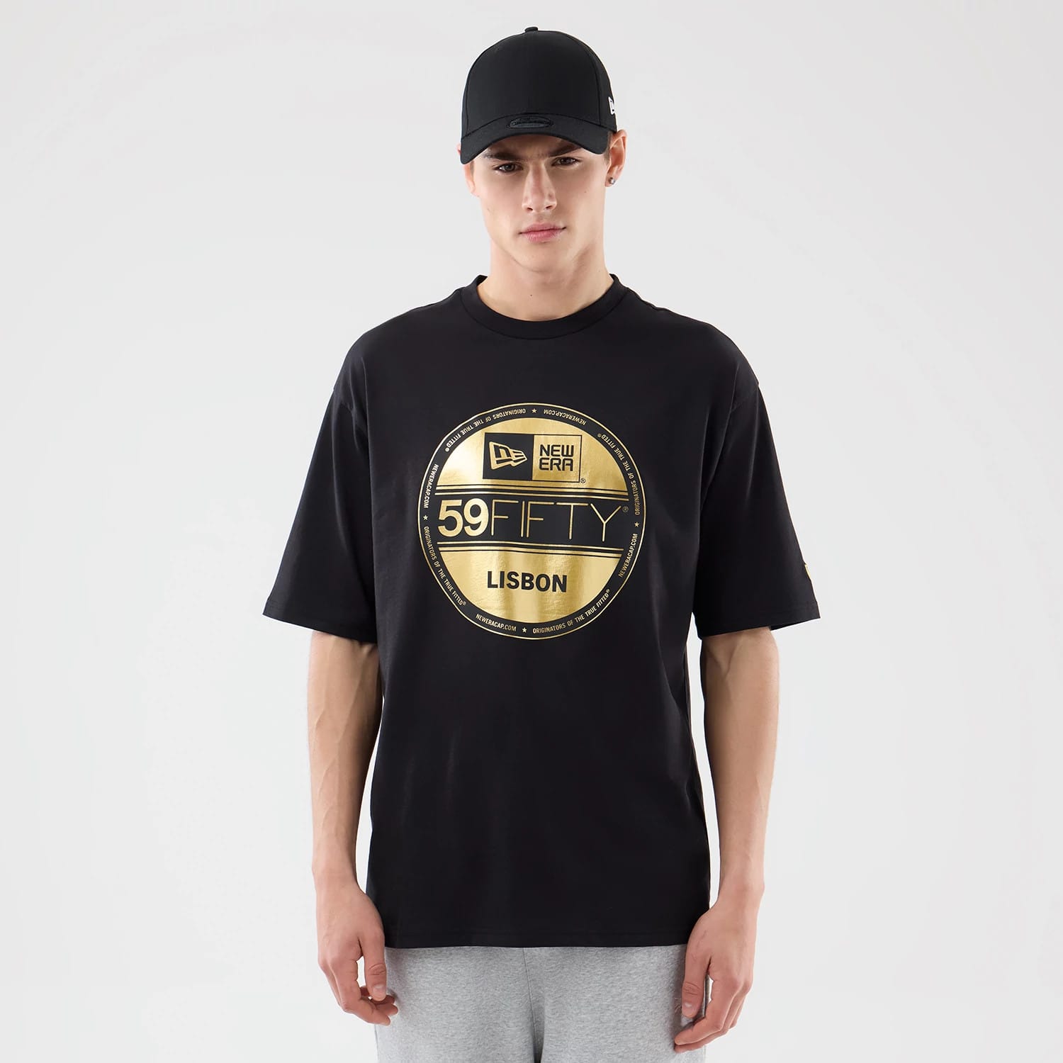 New Era Sticker Lisbon Black Oversized T-Shirt-kentox