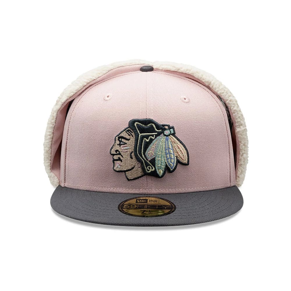 Chicago Blackhawks NHL Patch Pastel Pink Dogear 59FIFTY Fitted Cap-kentox