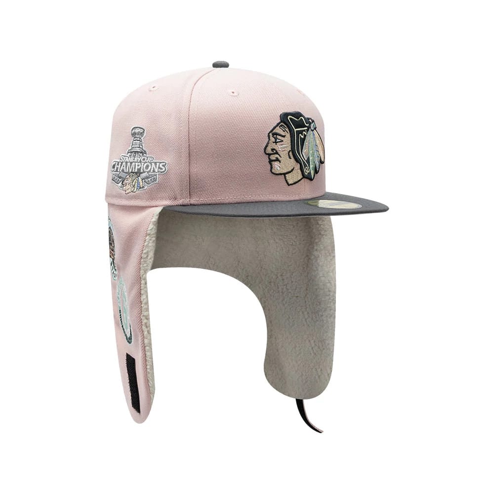 Chicago Blackhawks NHL Patch Pastel Pink Dogear 59FIFTY Fitted Cap-kentox