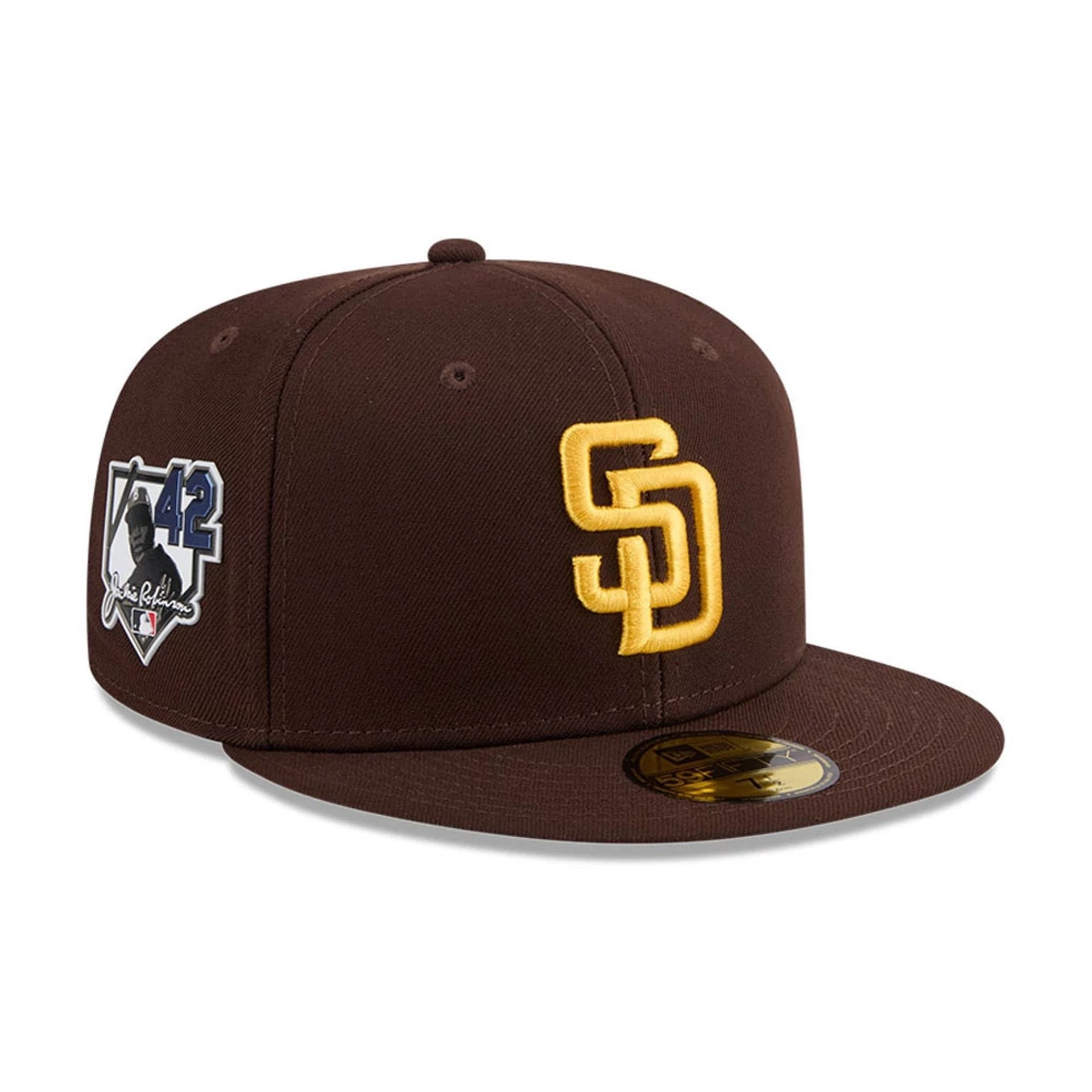 San Diego Padres MLB Jackie Robinson Dark Brown 59FIFTY Fitted Cap-kentox