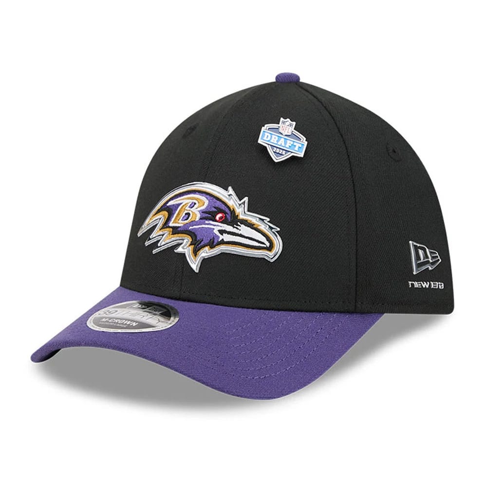 Baltimore Ravens NFL Draft 2026 Black 39THIRTY M-Crown Stretch Fit Cap-kentox