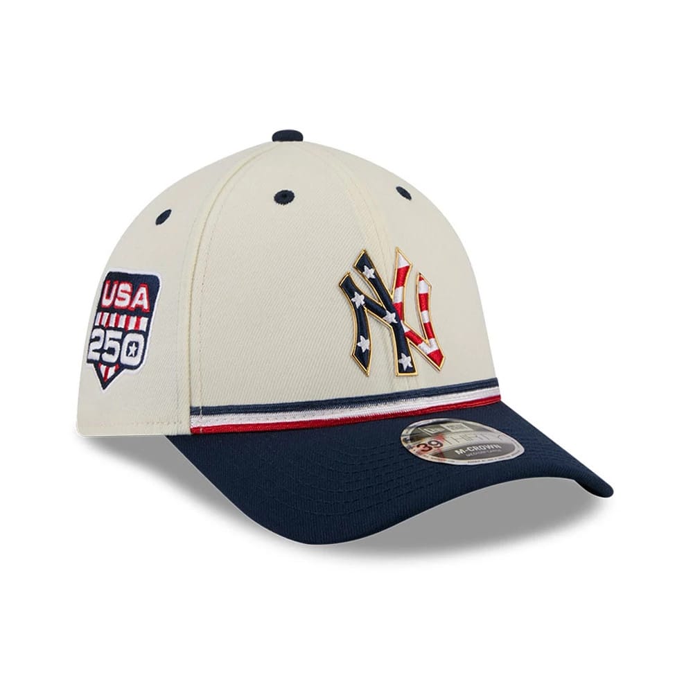 Yankees MLB 4th Of July 2026 Cream 39THIRTY M-Crown Stretch Fit Cap-kentox