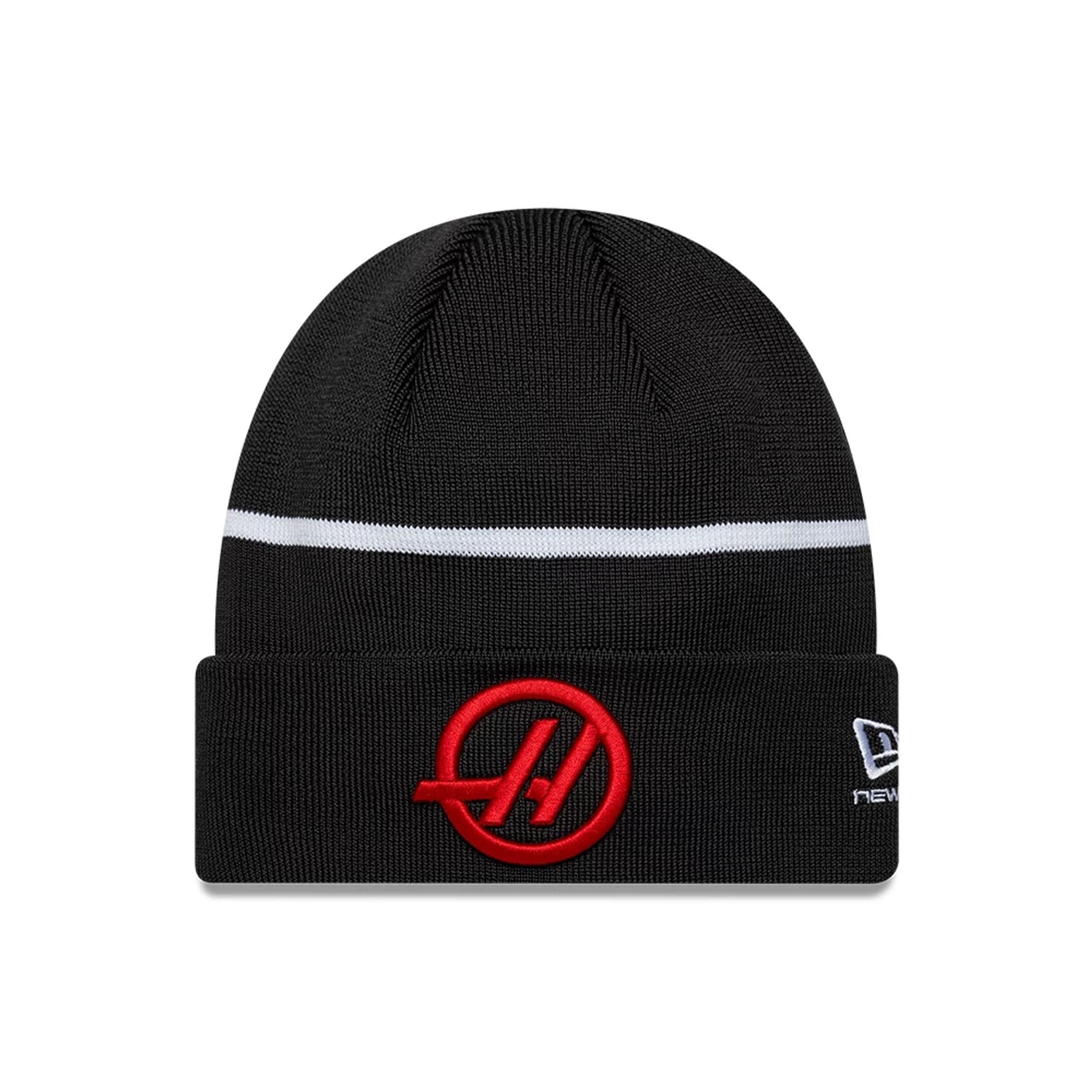 TGR Haas F1 Oliver Bearman Black Cuff Knit Beanie Hat-kentox