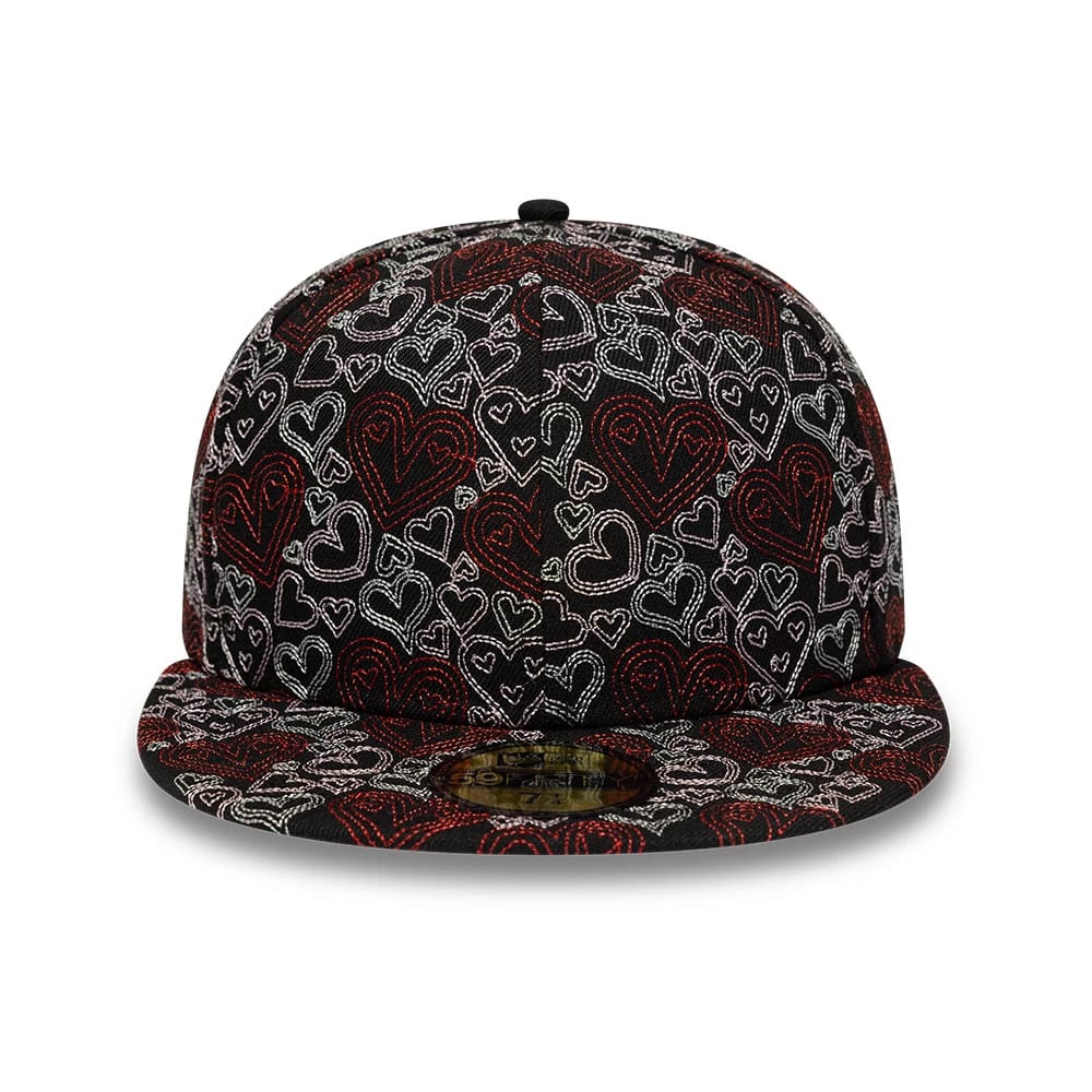 New Era All Over Hearts Black 59FIFTY Fitted Cap-kentox