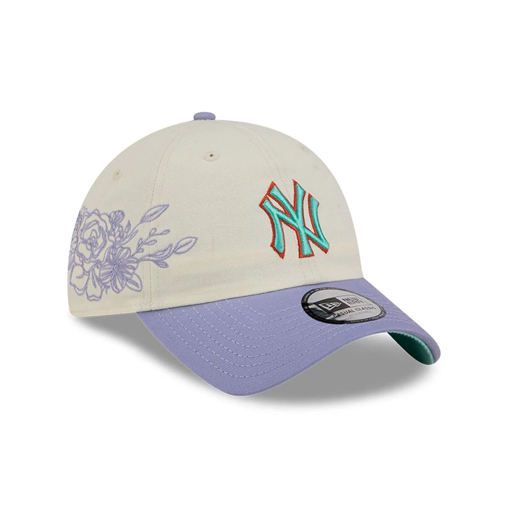 New York Yankees MLB Lavender Flowers White Casual Classic Adjustable Cap-kentox
