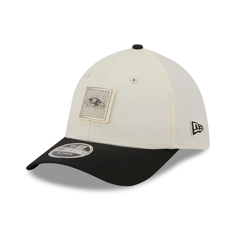 Baltimore Ravens NFL Training 2026 White 39THIRTY M-Crown Stretch Fit Cap-kentox