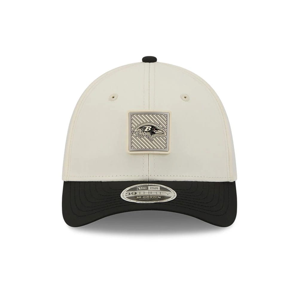 Baltimore Ravens NFL Training 2026 White 39THIRTY M-Crown Stretch Fit Cap-kentox