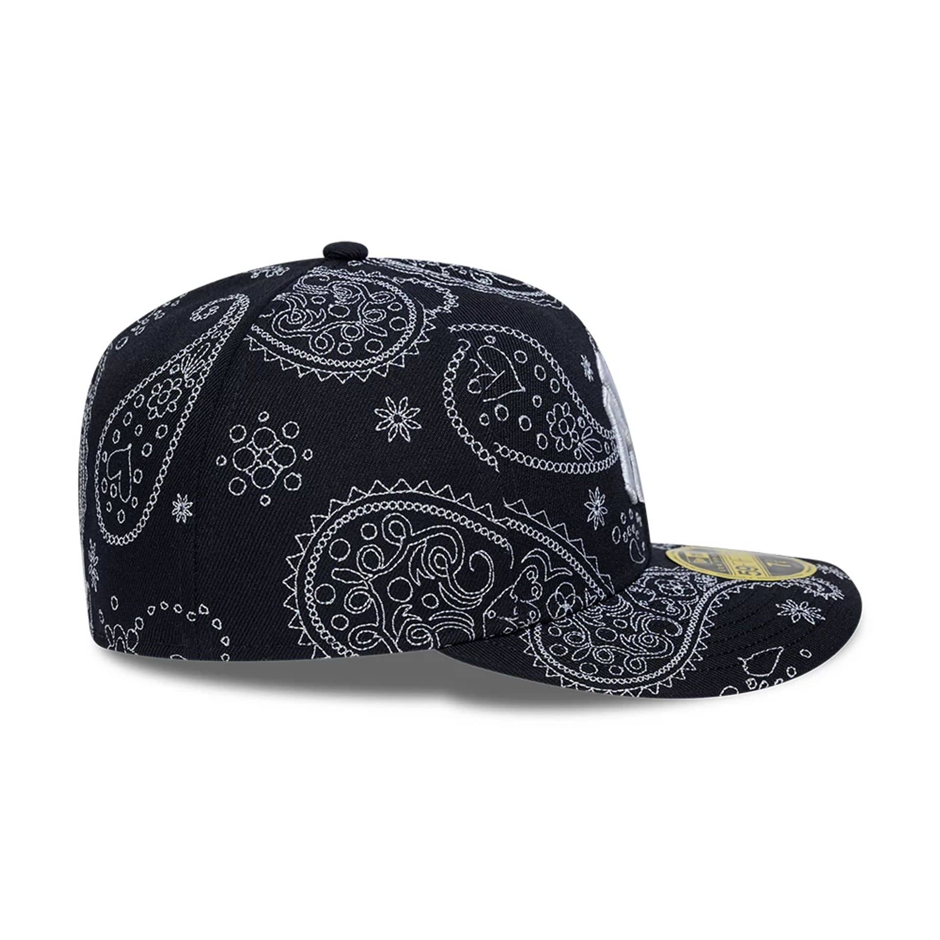 New York Yankees MLB All Over Paisley Navy Low Profile 59FIFTY Fitted Cap-kentox