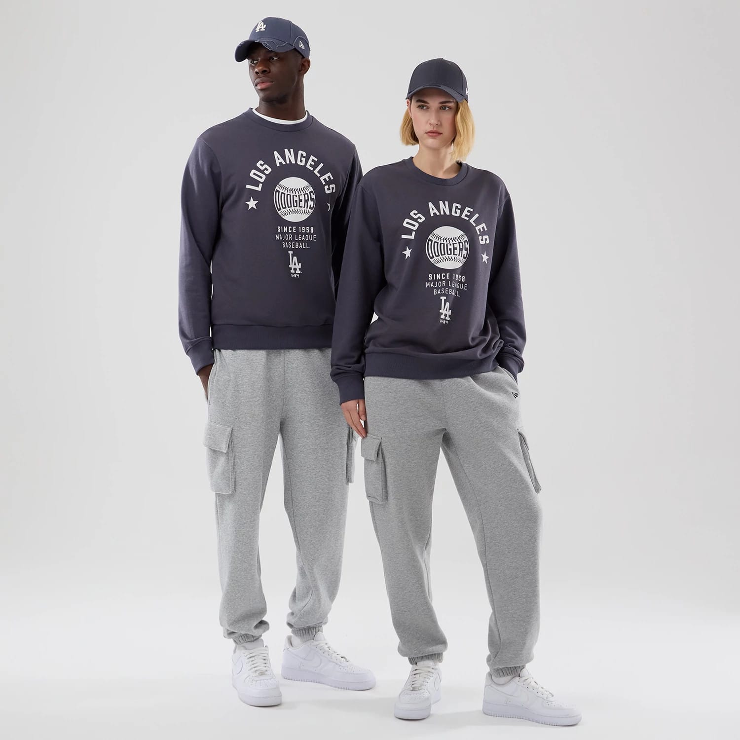 LA Dodgers MLB Graphic Grey Oversized Crew Neck Sweater-kentox