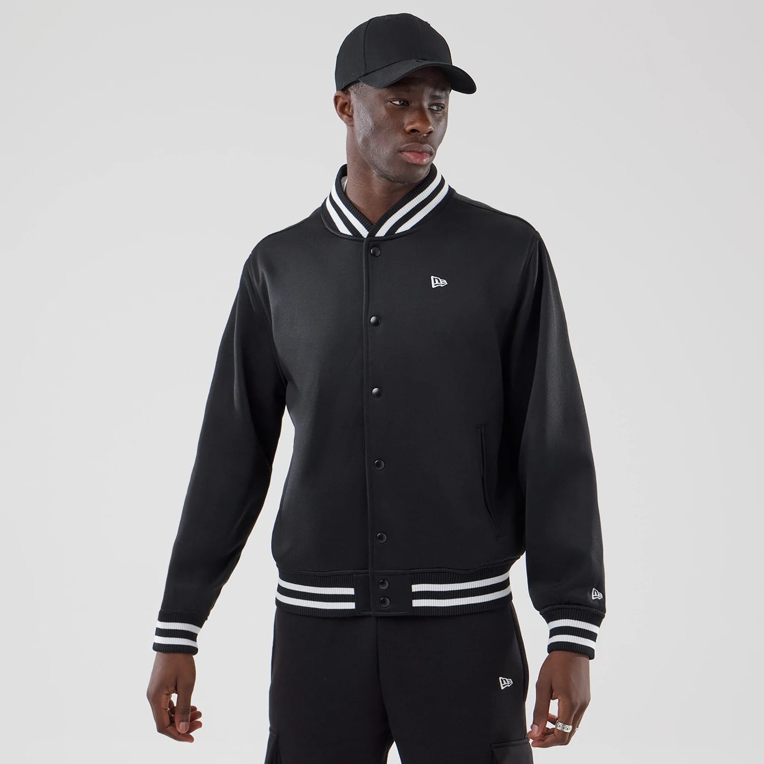 New Era Black Jersey Bomber Jacket-kentox