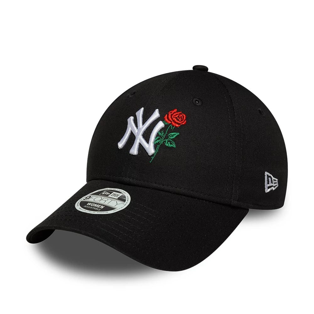 New York Yankees Womens MLB Flower Icon Black 9FORTY Adjustable Cap-kentox
