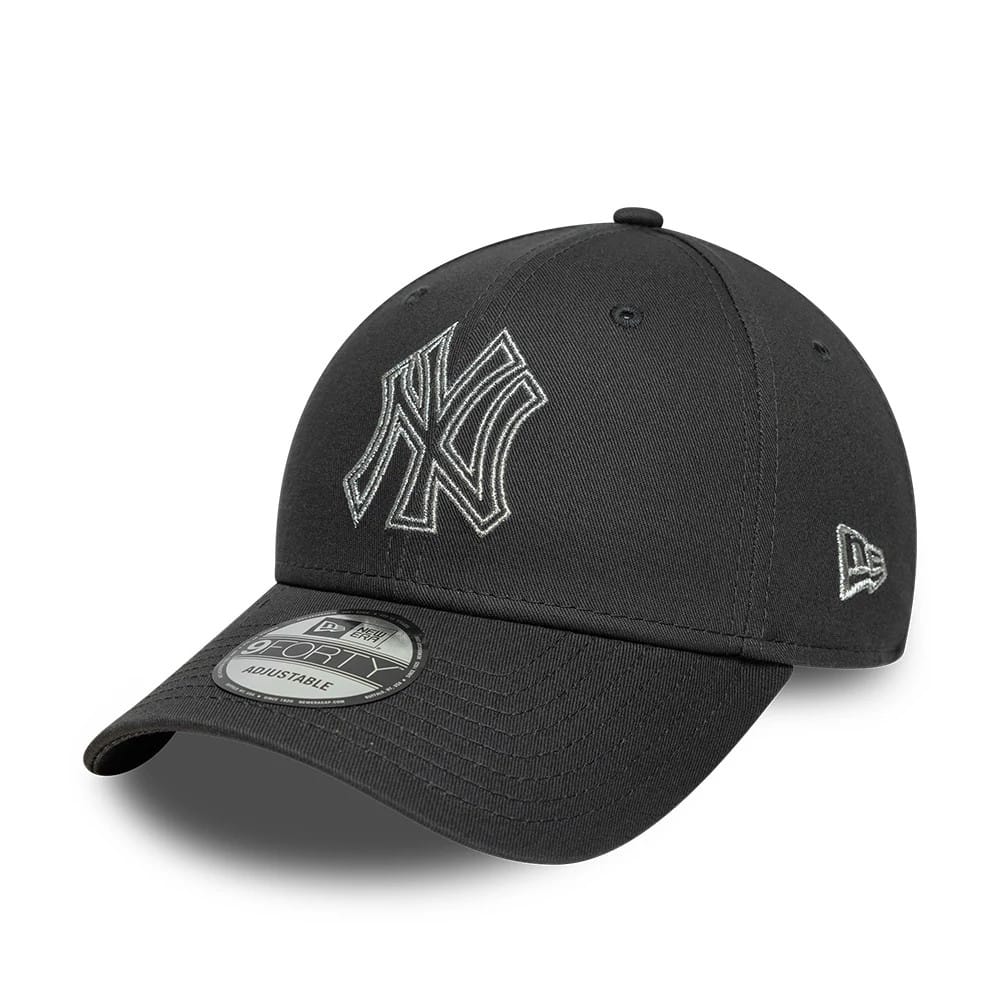 New York Yankees MLB Metallic Outline Charcoal 9FORTY Adjustable Cap-kentox