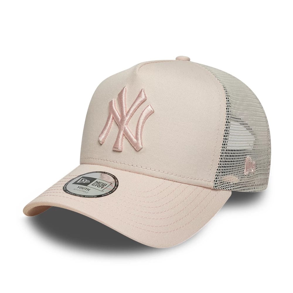 Yankees Youth MLB League Essential Pastel Pink 9FORTY A-Frame Trucker Adjustable Cap-kentox