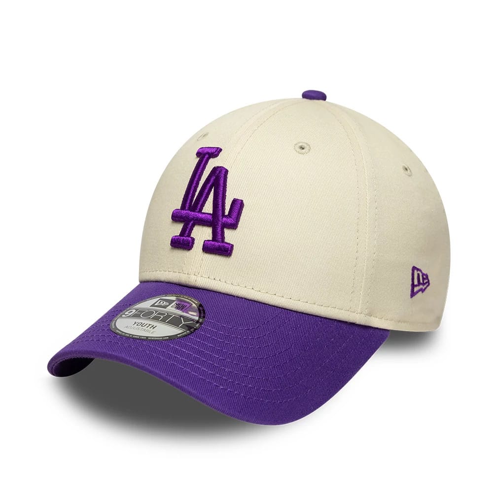 Dodgers Youth MLB League Essential Cream & Purple 9FORTY Adjustable Cap-kentox