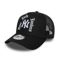New York Yankees MLB Script Black 9FORTY A-Frame Trucker Adjustable Cap-kentox