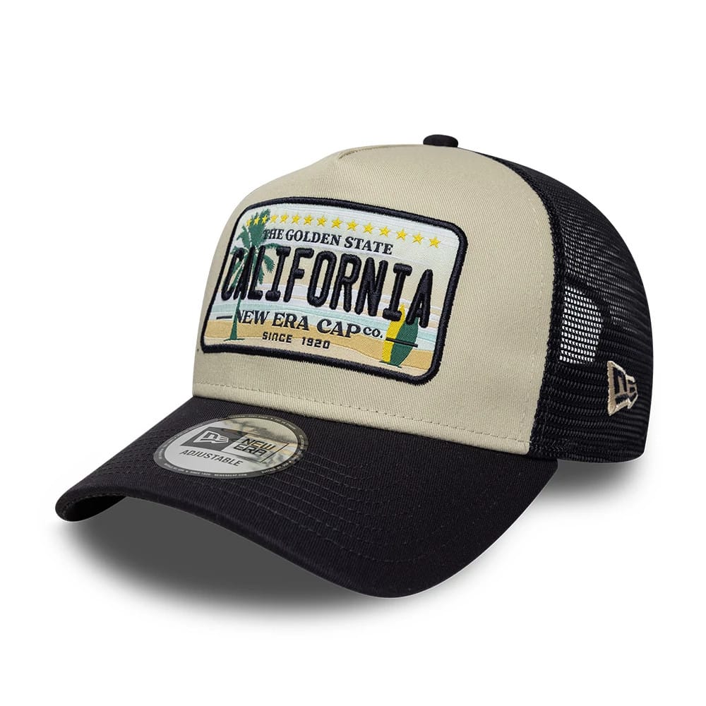 New Era Cali Licence Plate Navy 9FORTY A-Frame Trucker Adjustable Cap-kentox