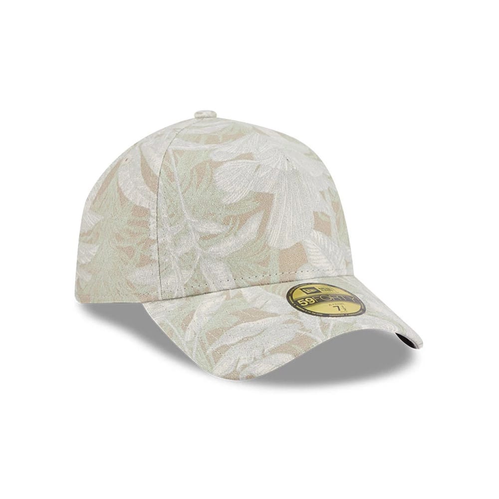 New Era Leafy Palm Light Beige 59FORTY A-Frame Fitted Cap-kentox