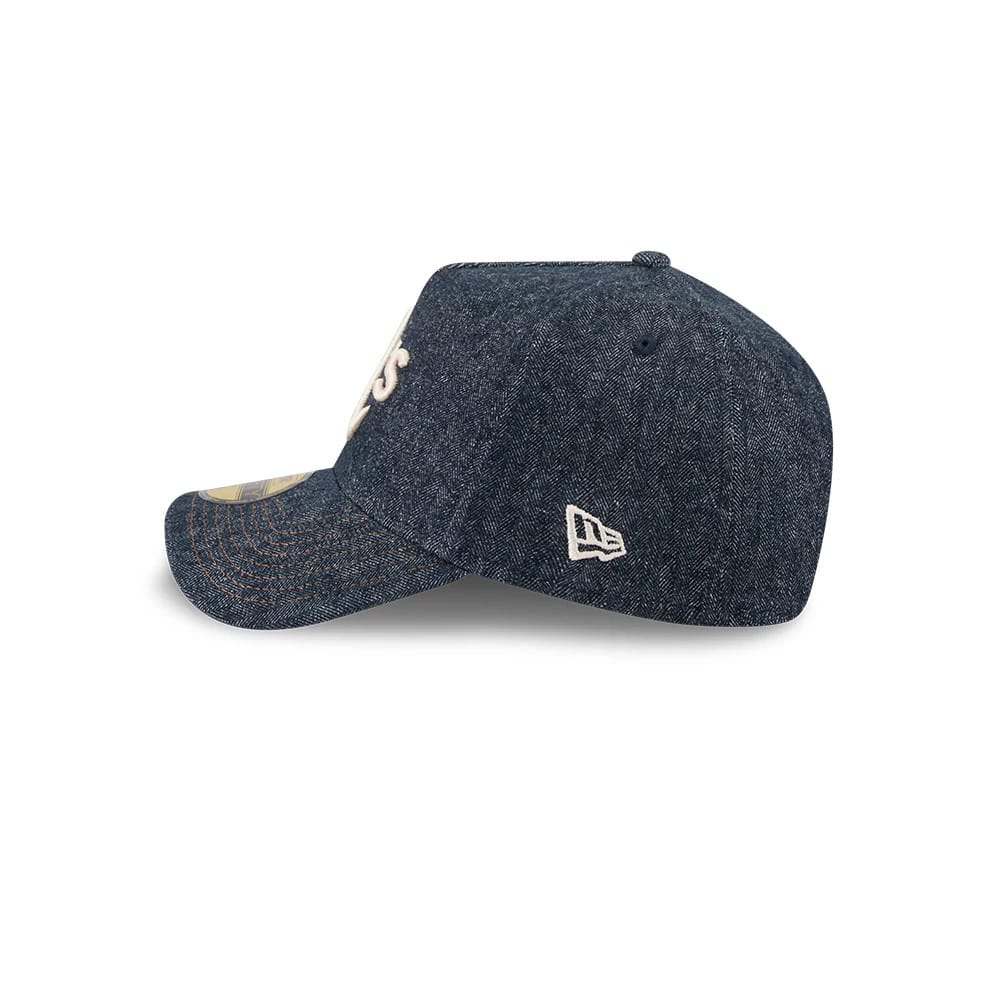 Athletics MLB Herringbone Denim Navy 59FORTY A-Frame Fitted Cap-kentox