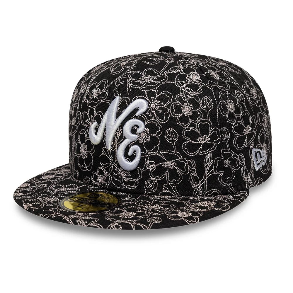 New Era Cherry Blossom Black 59FIFTY Fitted Cap-kentox