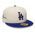 LA Dodgers MLB Side Script Cream & Blue 59FIFTY Fitted Cap-kentox