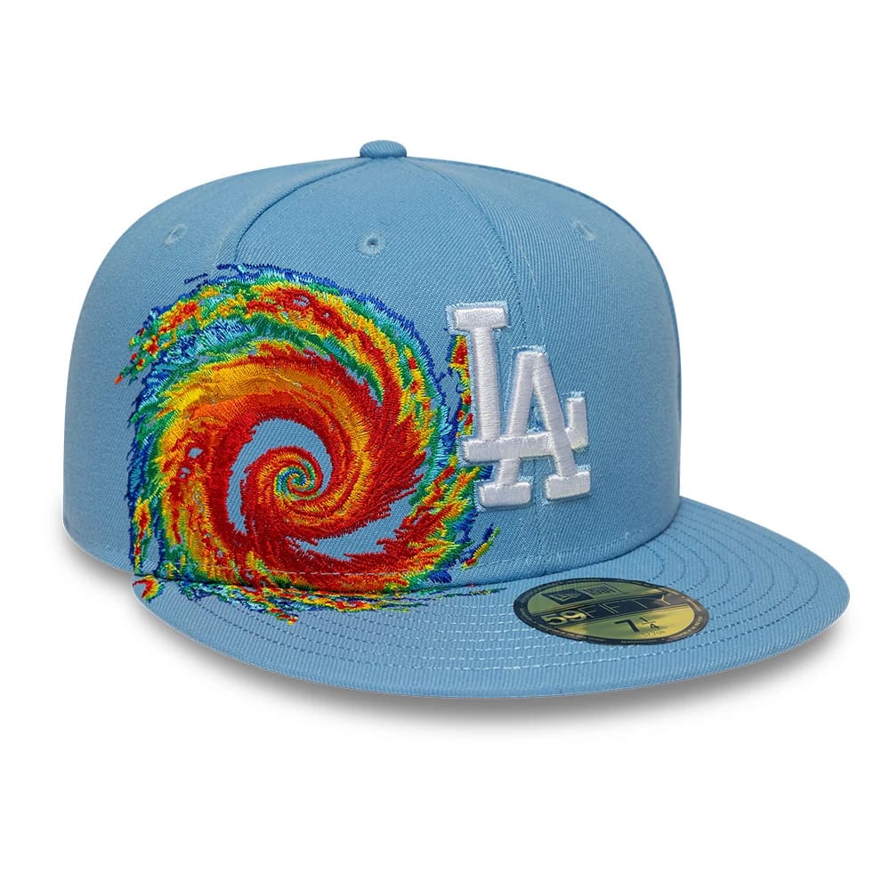 LA Dodgers MLB Storm Pattern Pastel Blue 59FIFTY Fitted Cap-kentox
