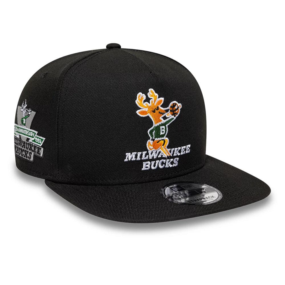 Bucks NBA Hardwood Classic Black 9FIFTY A-Frame Snapback Adjustable Cap-kentox