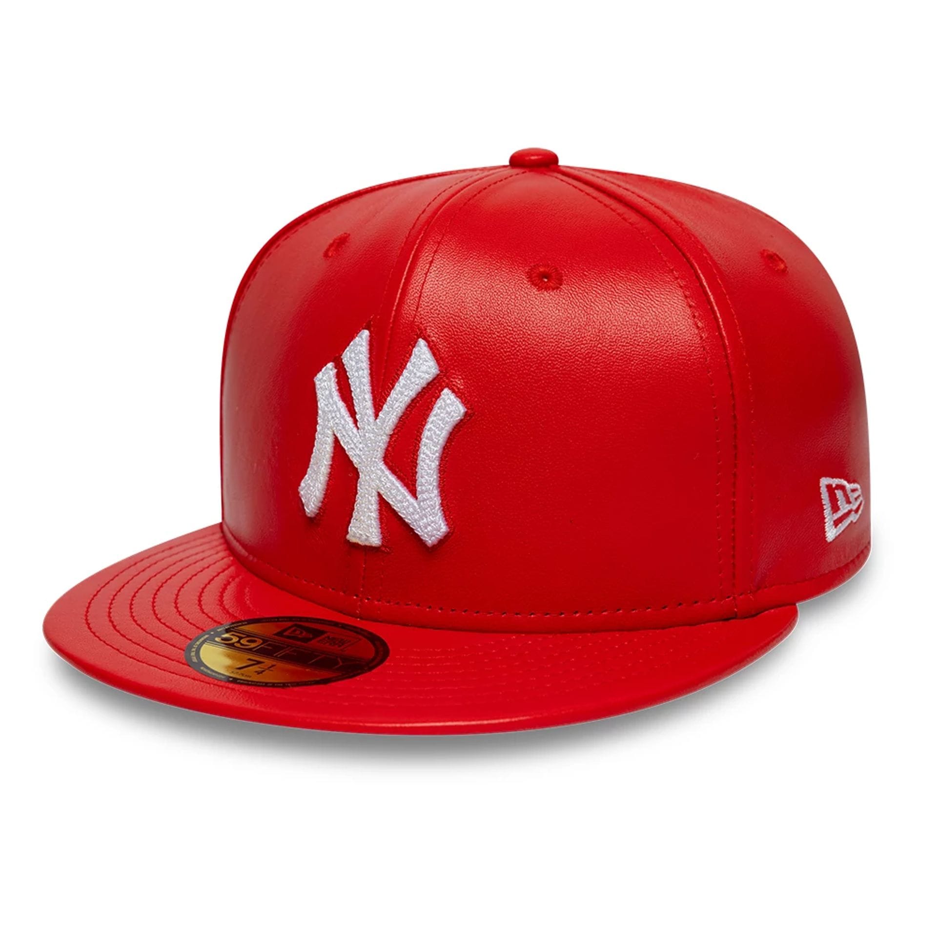 New York Yankees MLB Leather Red 59FIFTY Fitted Cap-kentox