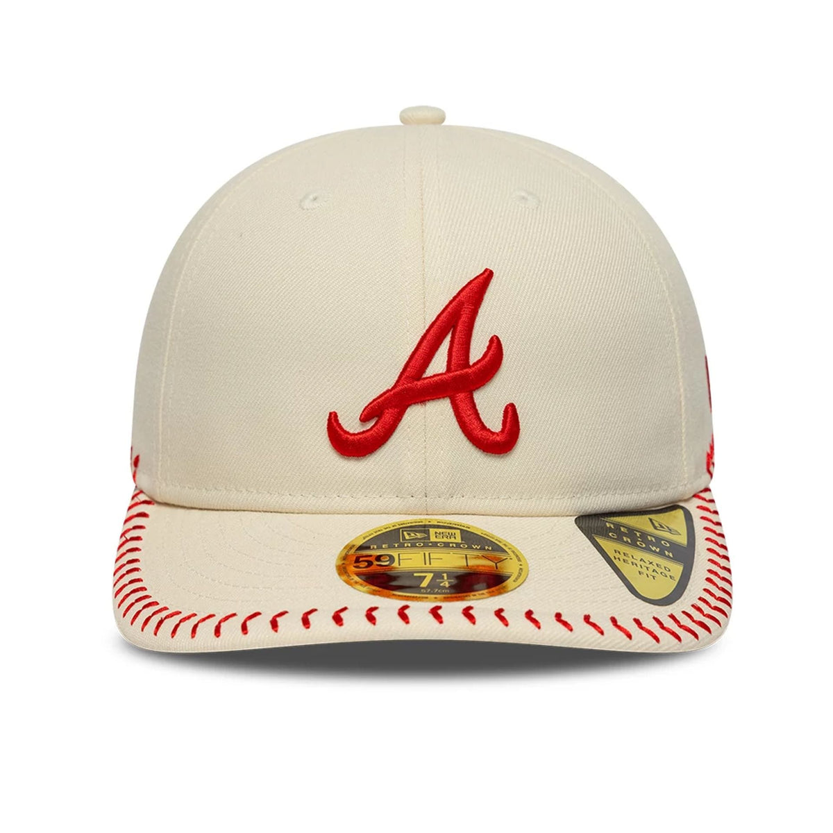 Atlanta Braves MLB Baseball Stitch Cream Retro Crown 59FIFTY Fitted Cap-kentox