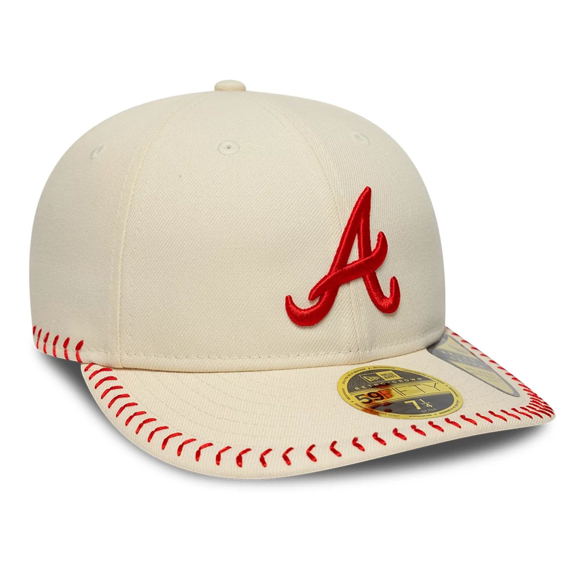 Atlanta Braves MLB Baseball Stitch Cream Retro Crown 59FIFTY Fitted Cap-kentox