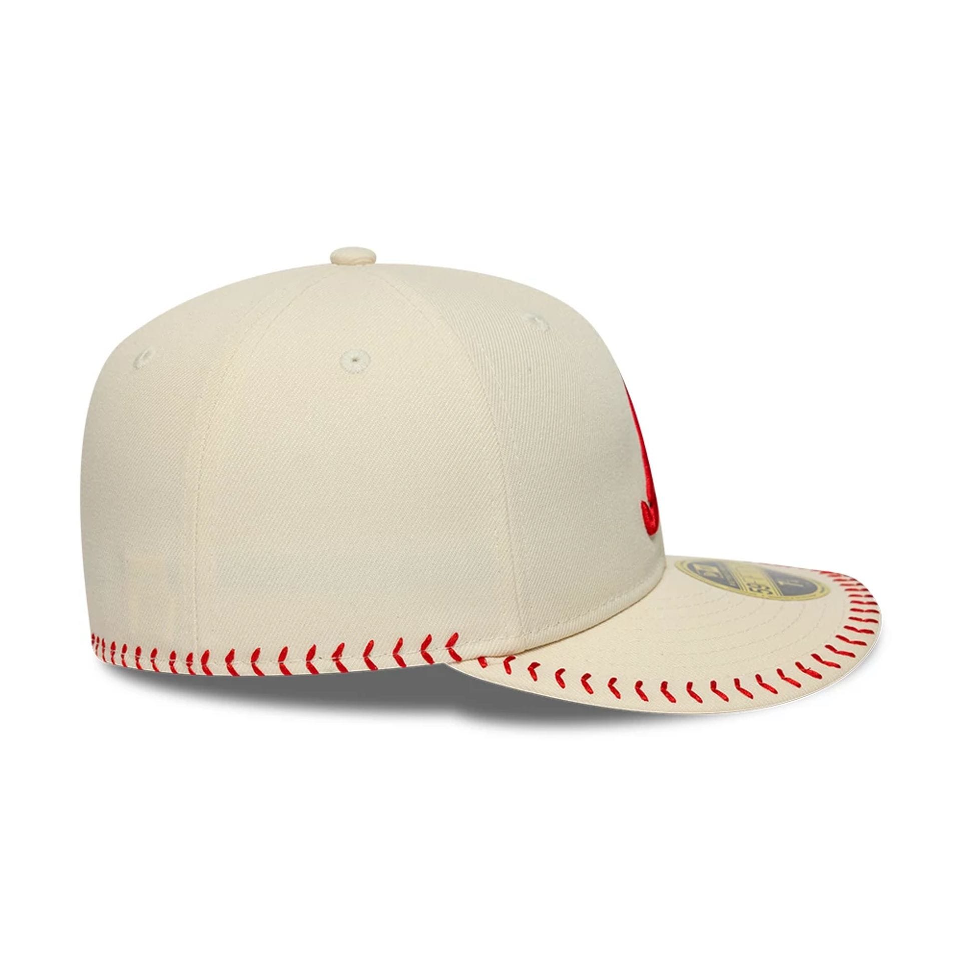 Atlanta Braves MLB Baseball Stitch Cream Retro Crown 59FIFTY Fitted Cap-kentox