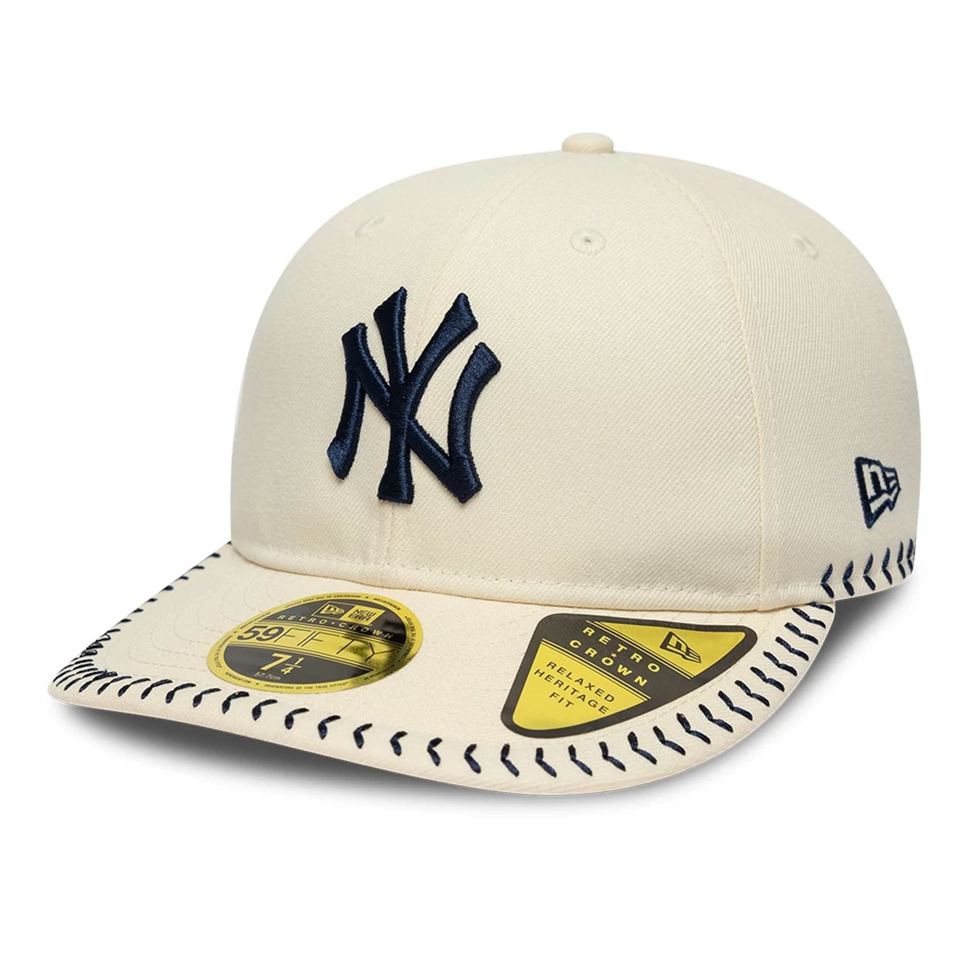 New York Yankees MLB Baseball Stitch Cream Retro Crown 59FIFTY Fitted Cap-kentox